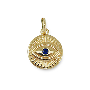M&eacute;tal TQ laiton breloques zirconium oeil porte-bonheur Dor&eacute;-bleu fonc&eacute;