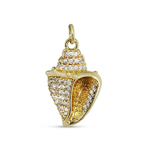 M&eacute;tal TQ laiton breloques zirconium coquille Dor&eacute;
