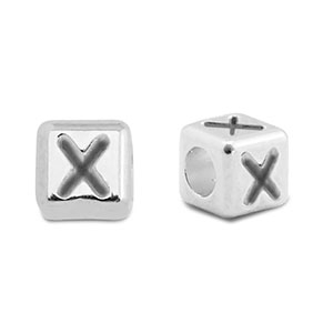 Perles alphabet en m&eacute;tal DQ X Argent&eacute; antique (sans nickel)