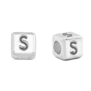 Perles alphabet en m&eacute;tal DQ S Argent&eacute; antique (sans nickel)