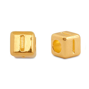 Perles alphabet en m&eacute;tal DQ I Dor&eacute; (sans nickel)