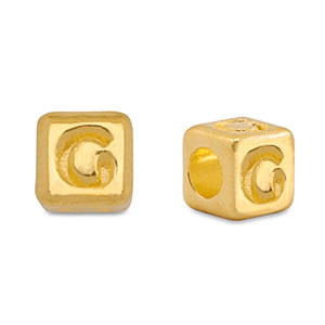 Perles alphabet en m&eacute;tal DQ G Dor&eacute; (sans nickel)
