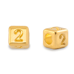 Perles alphabet en m&eacute;tal DQ 2 Dor&eacute; (sans nickel)