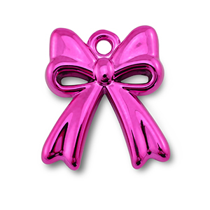 Breloques acrylique n&oelig;ud Rose magenta