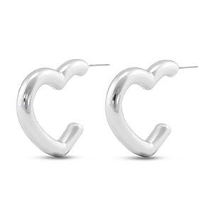 Boucles d'oreilles tendance coeur Argent&eacute;
