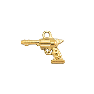 Breloques en acier Inox revolver Dor&eacute;