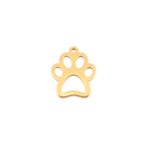 Breloques en acier Inox patte de chien Dor&eacute;