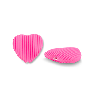 Perles acryliques c&oelig;ur Rose fuchsia