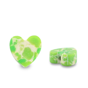 Pierres naturelles perles c&oelig;ur Vert-blanc-marron
