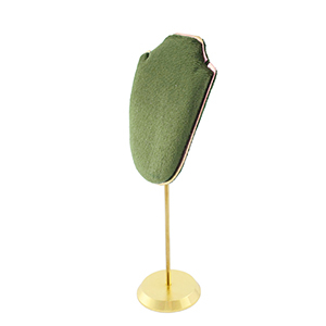 Pr&eacute;sentoir bijoux buste pour colliers Verte olive-dor&eacute;