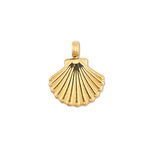 Breloques en acier Inox coquille Dor&eacute;