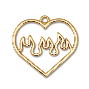 Breloques en m&eacute;tal avec flammes Dor&eacute;