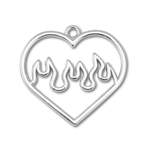 Breloques en m&eacute;tal avec flammes Argent&eacute;