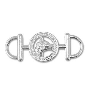 Breloques en m&eacute;tal connecteur rond avec cheval Argent&eacute;