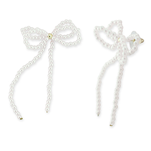 Boucles d'oreilles tendance n&oelig;ud Blanc-dor&eacute;