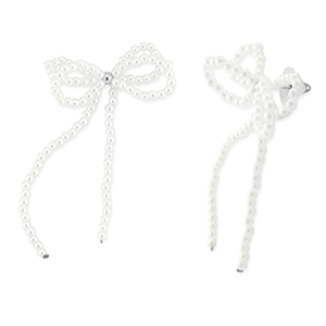 Boucles d'oreilles tendance n&oelig;ud Blanc-argent&eacute;