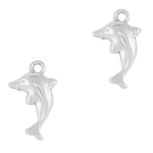 Breloques en acier Inox dauphin Argent&eacute;