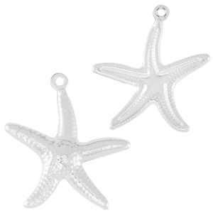 Breloques en acier Inox &eacute;toile de mer Argent&eacute;