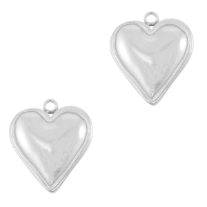 Breloques en acier Inox coeur Argent&eacute;