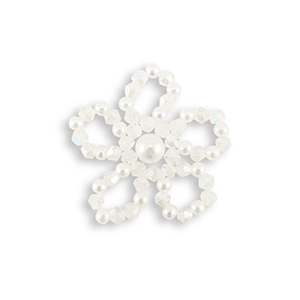 Pendentifs accroche-regard perles &agrave; facettes & perles fleur Blanc nacr&eacute;-transparent