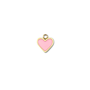 Breloques en acier Inox coeur Dor&eacute;-rose