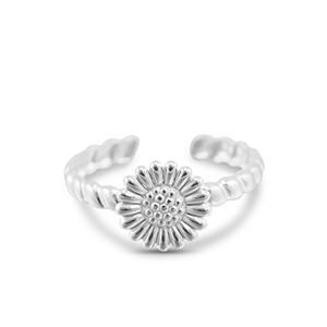 Bagues en acier Inox fleur Argent&eacute;