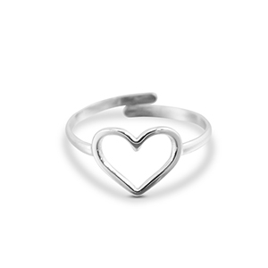 Bagues en acier Inox coeur Argent&eacute;
