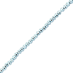 Perles &agrave; facettes 2mm rondes Bleu clair m&eacute;tallique