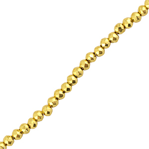 Perles &agrave; facettes 2mm rondes Dor&eacute; m&eacute;tallique