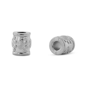 Perles en acier inox tubes patte de chien Argent&eacute;