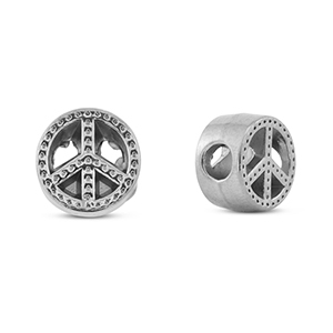 Perles en acier inox signe de paix Argent&eacute;