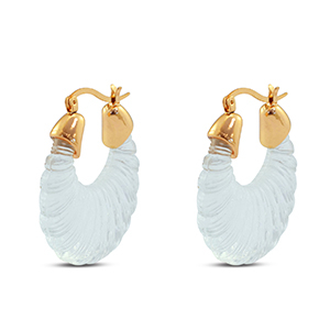 Boucles d'oreilles r&eacute;sine tendance ovale Dor&eacute;-transparent
