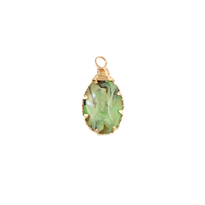 Pendentifs en r&eacute;sine avec imitation de coquille ovale Dor&eacute;-Vert oc&eacute;an
