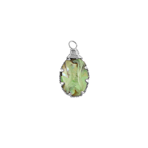 Pendentifs en r&eacute;sine avec imitation de coquille ovale Argent&eacute;-Vert oc&eacute;an