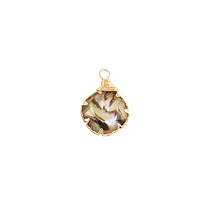 Pendentifs en r&eacute;sine avec imitation de coquille rond Dor&eacute;-taupe