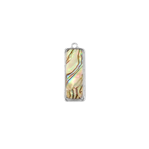 Pendentifs en r&eacute;sine avec imitation de coquille rectangle Argent&eacute;-taupe