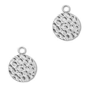 Breloques en acier Inox rond Argent&eacute;