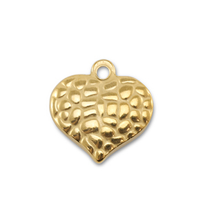 Breloques en acier Inox coeur Dor&eacute;
