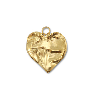 Breloques en acier Inox coeur Dor&eacute;