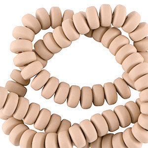 Perles en polym&egrave;re rondelles 7mm Marron cr&egrave;me