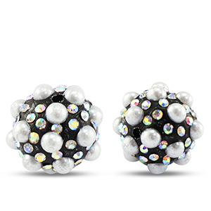 Perles boh&egrave;me rond Noir-blanc