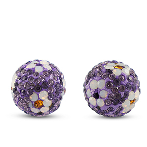 Perles boh&egrave;me rond Violet fonc&eacute;-blanc