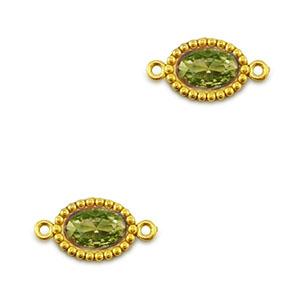 Connecteurs en acier Inox zirconium ovale Dor&eacute;-vert lime