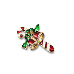 Broches sucre d'orge avec cloches de No&euml;l Dor&eacute;-rouge-vert-blanc