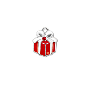 Breloques en m&eacute;tal zirconium cadeau Argent&eacute;-rouge-blanc