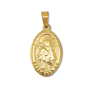 Breloques en acier Inox ovale "Saint Joseph" Dor&eacute;