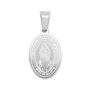 Breloques en acier Inox ovale religieuse Argent&eacute;