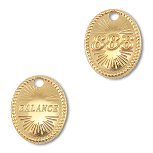 BY31&reg; Breloque en acier Inox num&eacute;ros des anges 888 / balance Dor&eacute;