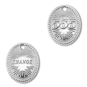 BY31&reg; Breloque en acier Inox num&eacute;ros des anges 555 / change Argent&eacute;