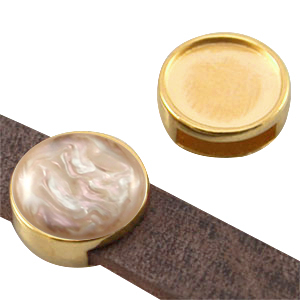 M&eacute;tal DQ poussoir serti pour cabochon 12mm (pour cuir plat 10mm) Dor&eacute; (sans nickel)